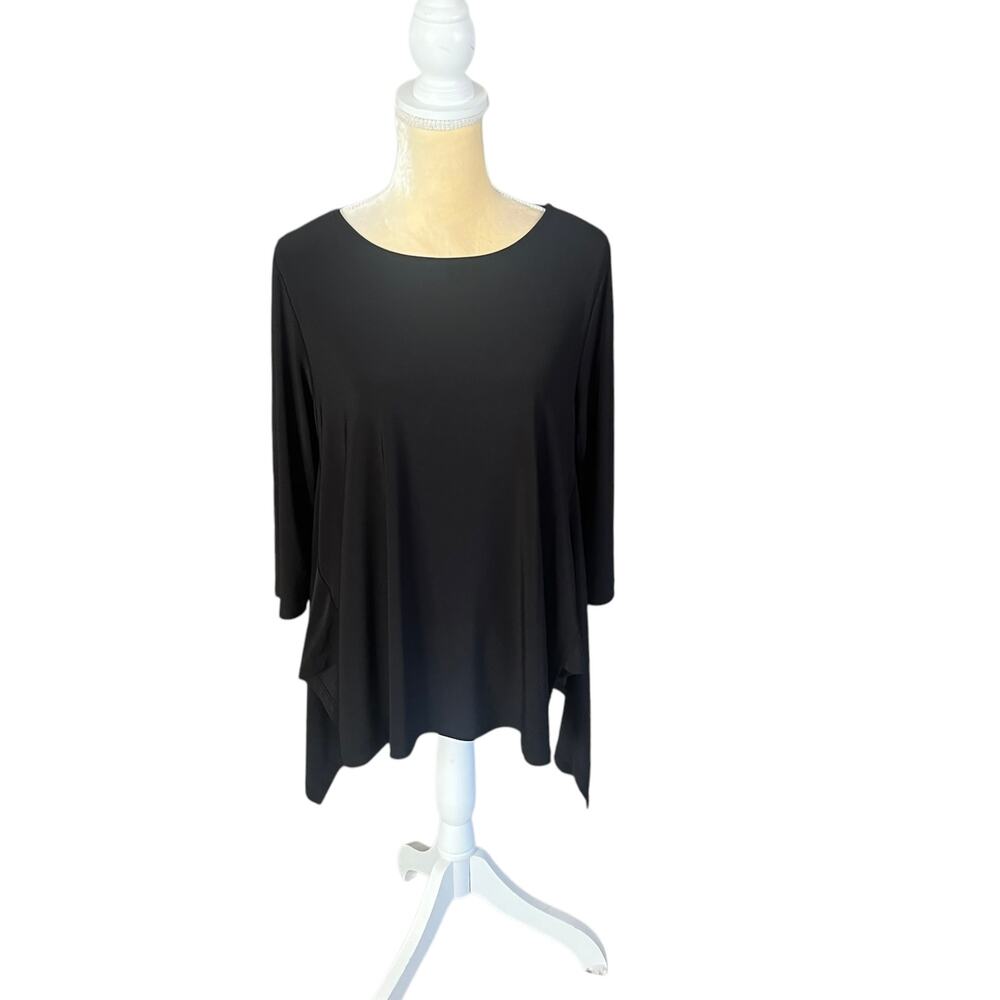 Chalet et Ceci Black Boxy Tunic Top Size Small
